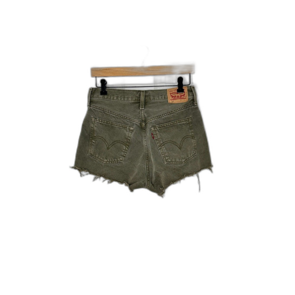 Levi’s 501 High Rise Cutoff Shorts W27 Green Denim Frayed Hem Water<Less® - Picture 3 of 6
